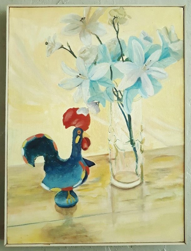 Rooster and Flowers@Gene_Elliston